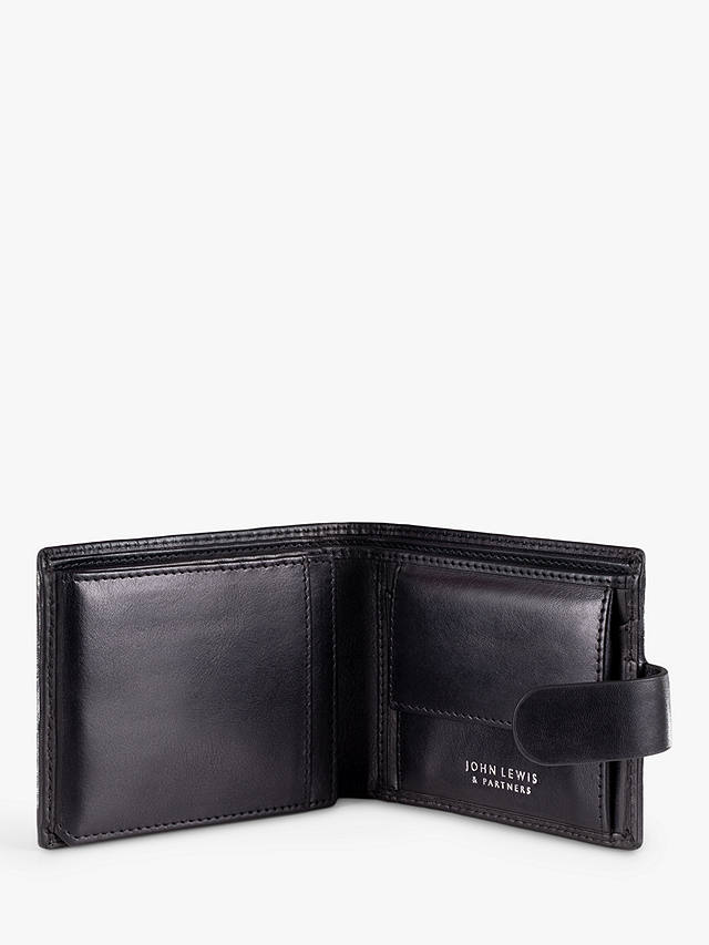 John Lewis Vegetable Tanned Leather Card Coin Flip Wallet, Black