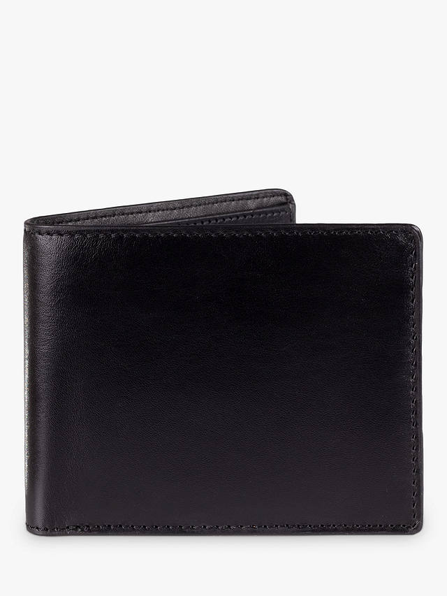 John Lewis Vegetable Tanned Leather Card Coin Bifold Wallet, Black
