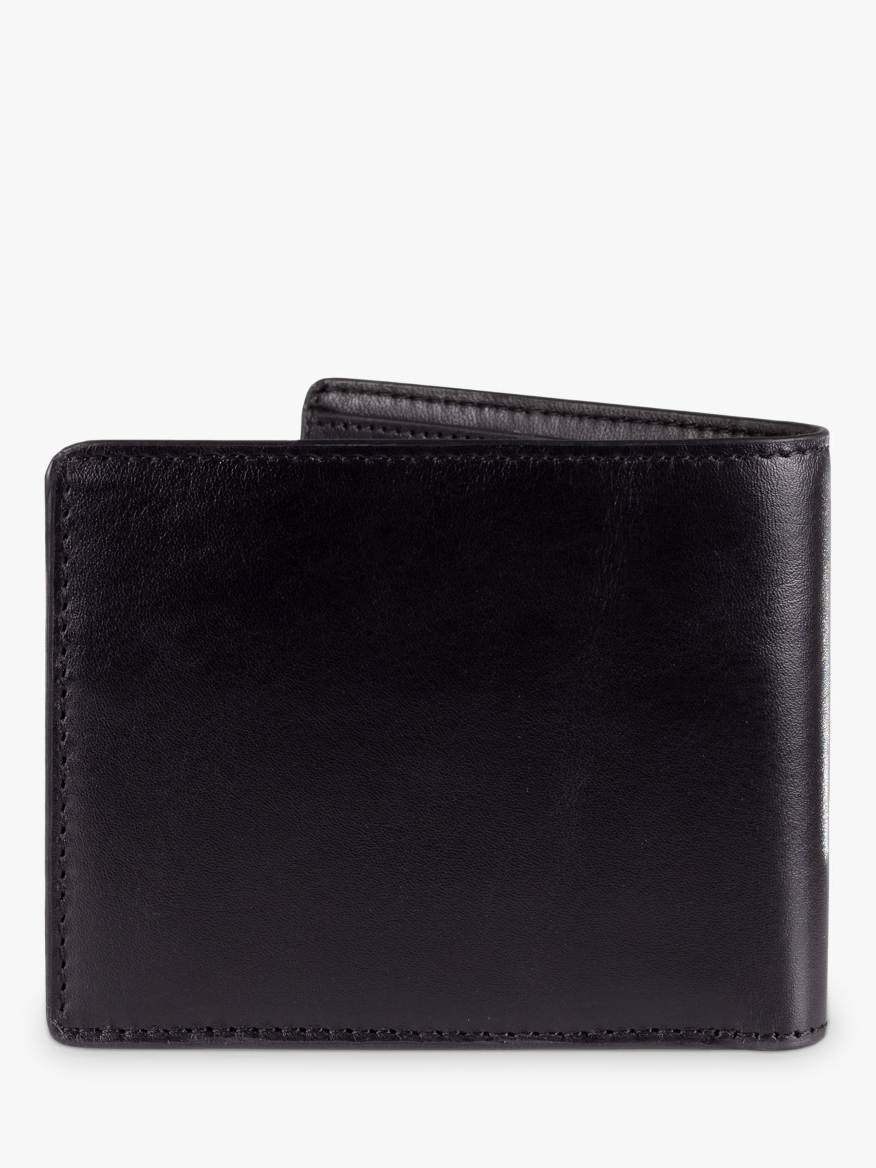John Lewis Vegetable Tanned Leather Card Coin Bifold Wallet, Black at ...