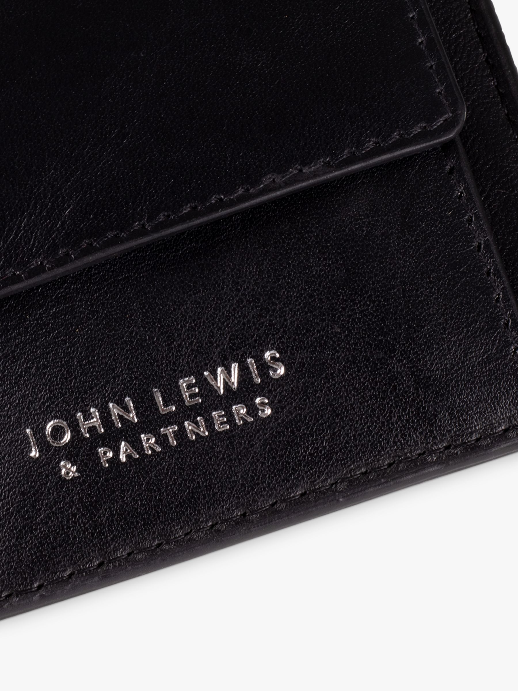 John Lewis Vegetable Tanned Leather Card Coin Bifold Wallet, Black at ...