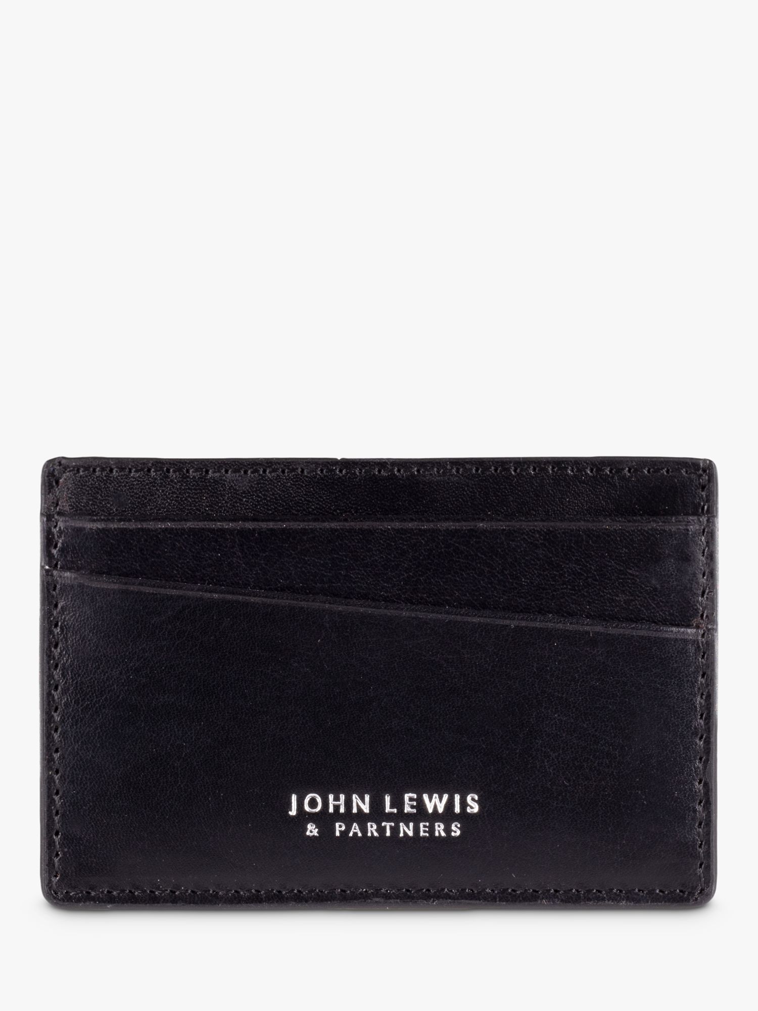 John Lewis Vegetable Tan Leather Card Holder, Black