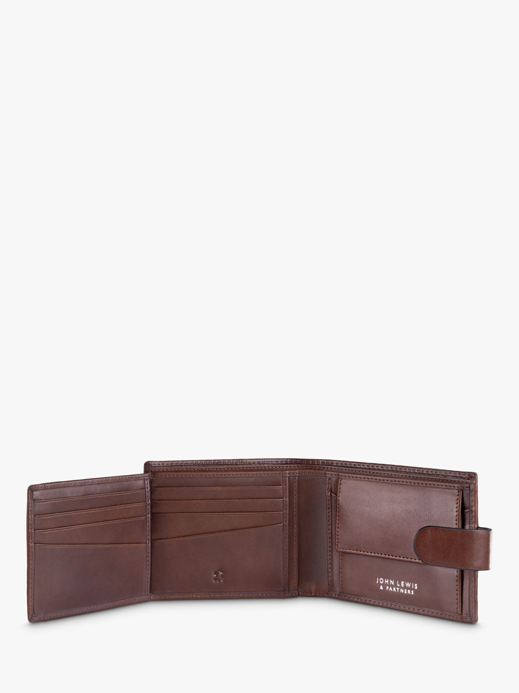 John Lewis Vegetable Tanned Leather Card Coin Flip Wallet, Brown