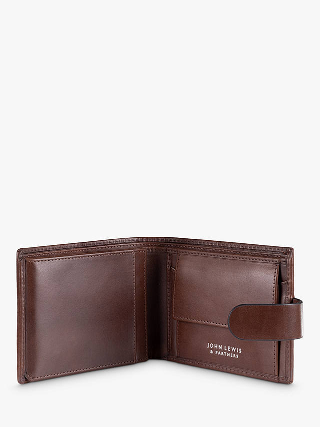 John Lewis Vegetable Tanned Leather Card Coin Flip Wallet, Brown