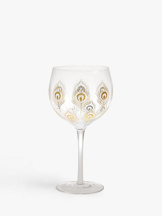 John Lewis Peacock Feather Gin Glass, 700ml, Clear/Gold