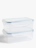 ANYDAY John Lewis & Partners Rectangular Plastic Storage Containers, Set of 2, 1L, Clear
