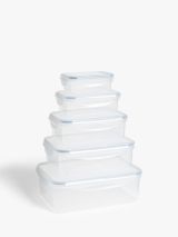 John Lewis ANYDAY Nesting Rectangular Plastic Storage Containers, Set of 5, Clear