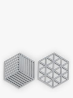 John Lewis ANYDAY Hexagonal Silicone Trivets, Set of 2, Grey