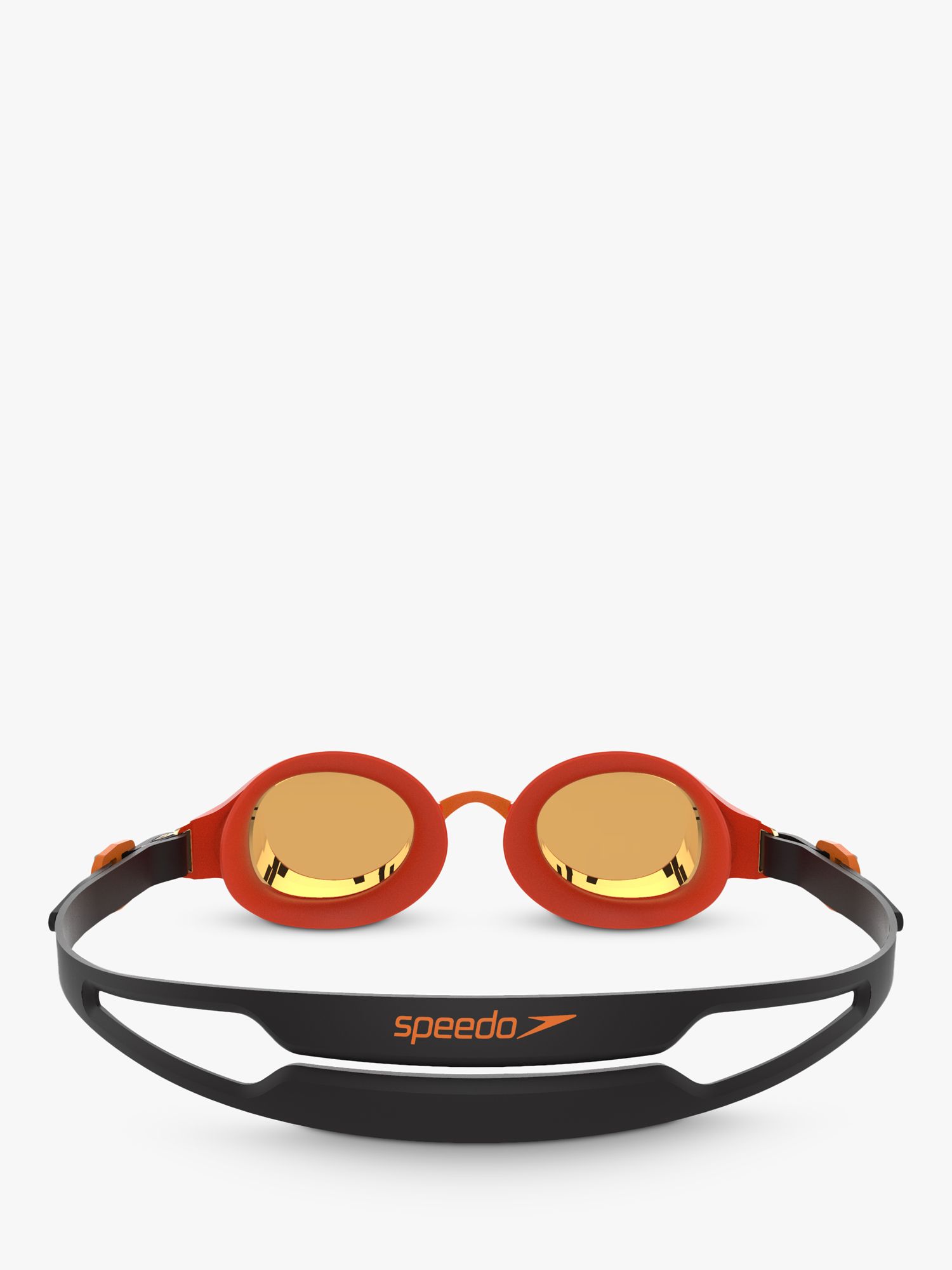 Speedo Hydropure Mirror Children's Swimming Goggles, Black/Mango/Gold