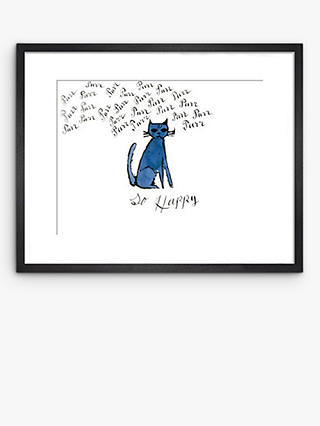 Andy Warhol - So Happy Cat Framed Print & Mount, 40 x 50cm, Blue