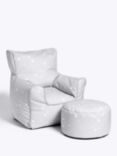 John Lewis Stardust Bean Bag Chair and Stool Set, Grey