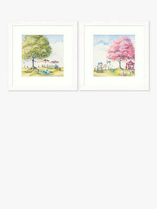 Catherine Stephenson - Summer Fete Framed Print & Mount, Set of 2, 33.5 x 33.5cm, Green/Pink
