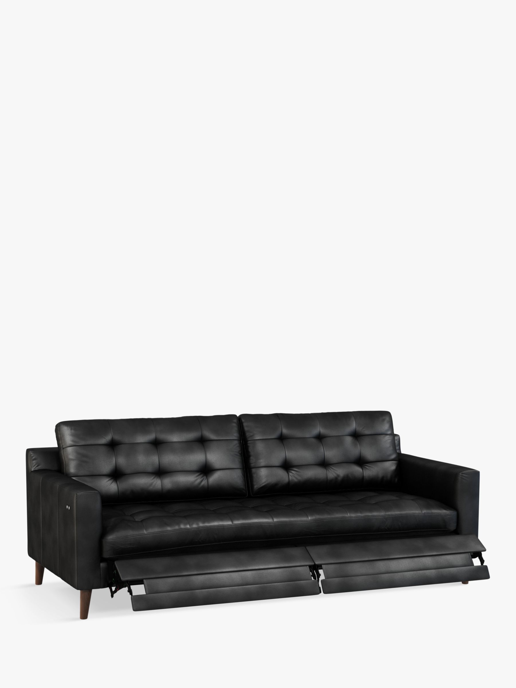 Draper Range, John Lewis Draper Motion Large 3 Seater Leather Sofa with Footrest Mechanism, Dark Leg, Contempo Black