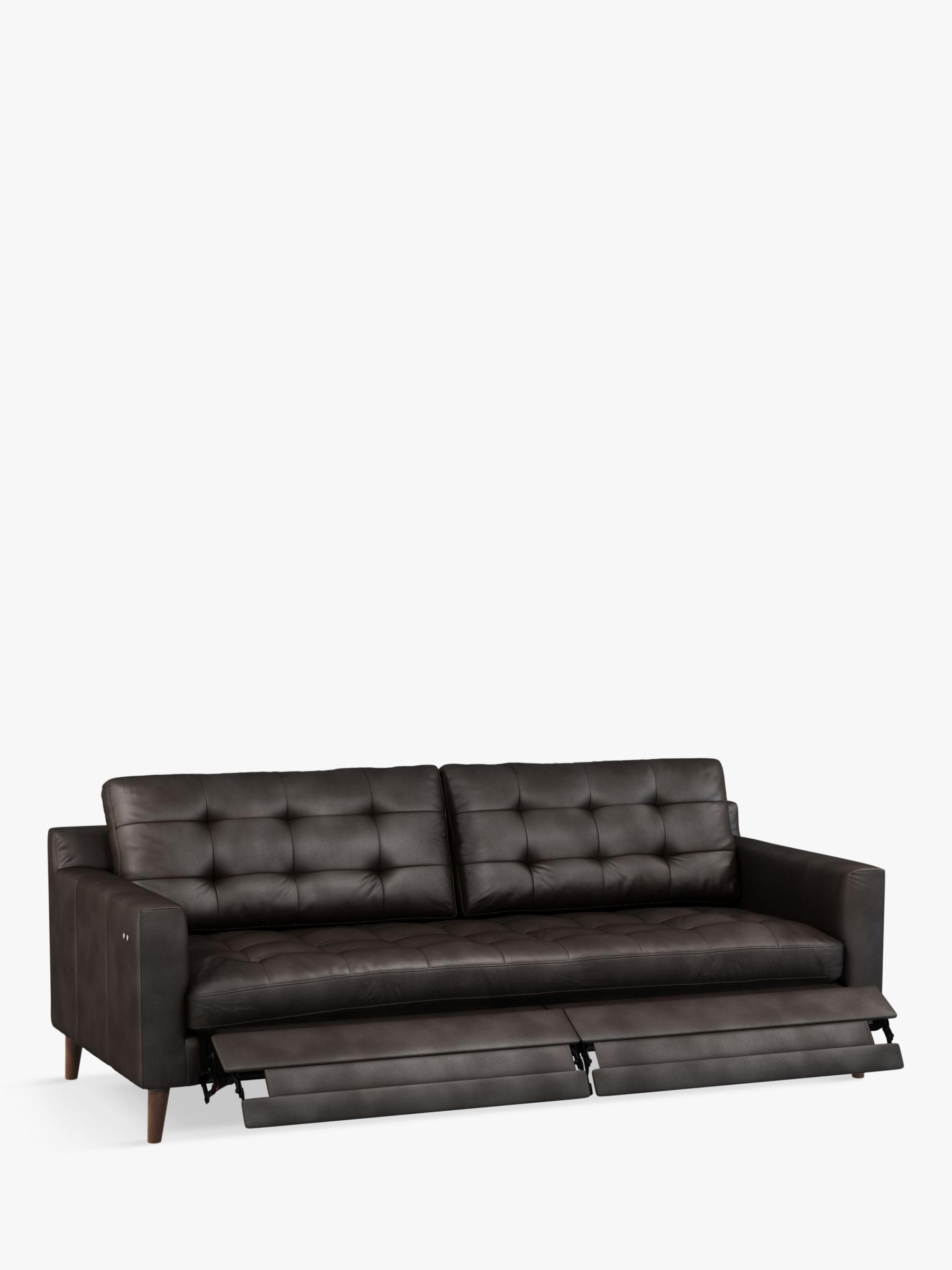 Draper Range, John Lewis Draper Motion Large 3 Seater Leather Sofa with Footrest Mechanism, Dark Leg, Contempo Dark Chocoalate