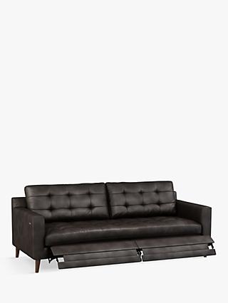 John Lewis Draper Motion Large 3 Seater Leather Sofa with Footrest Mechanism, Dark Leg