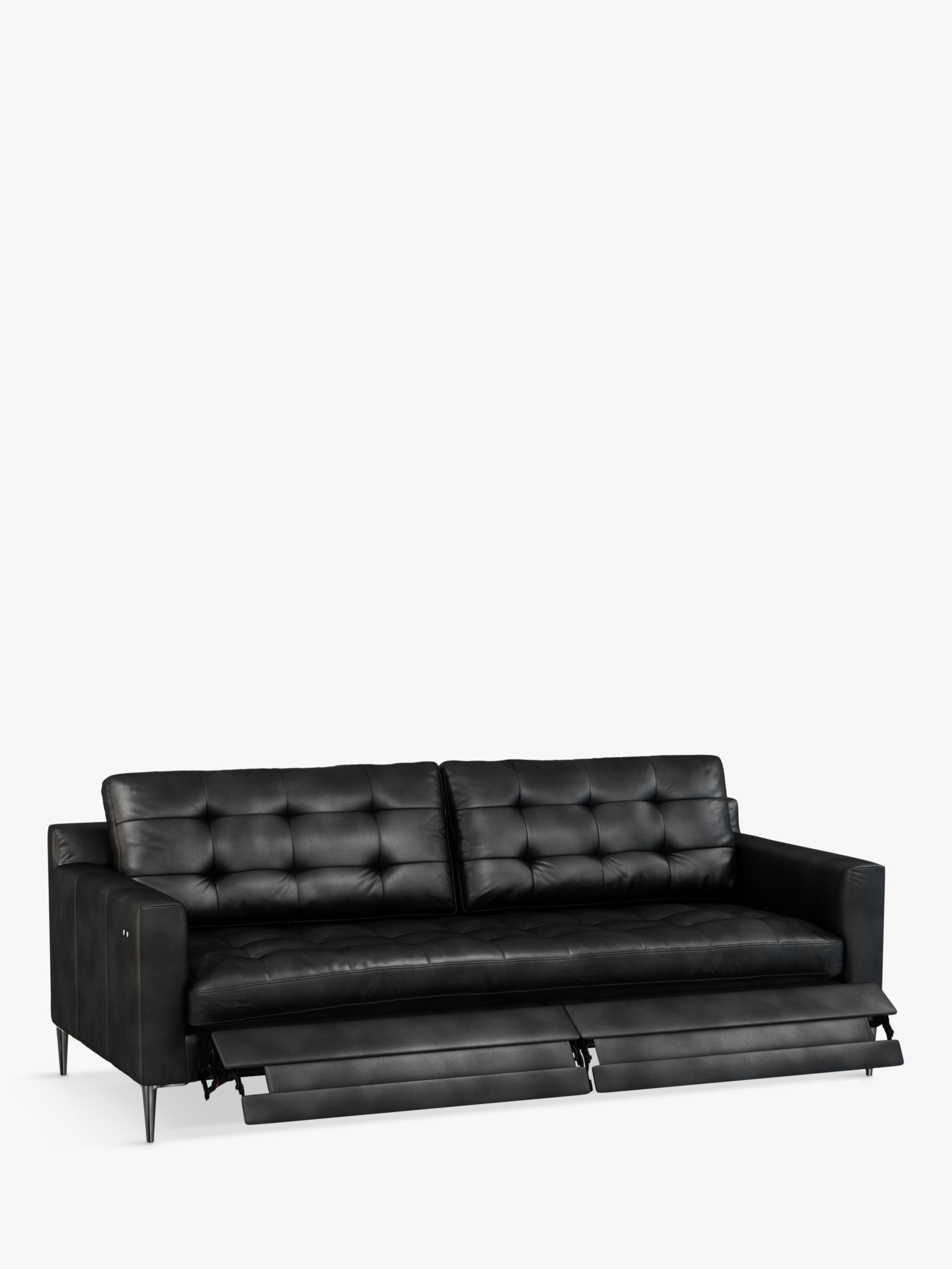 Draper Range, John Lewis Draper Motion Large 3 Seater Leather Sofa with Footrest Mechanism, Metal Leg, Contempo Black