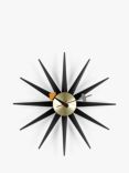 Vitra George Nelson Sunburst Quartz Analogue Wall Clock, 47cm, Black/Brass