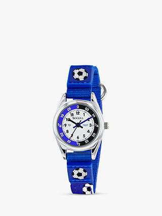 Tikkers TK0122 Children's Football Plastic Strap Watch, Blue/White