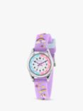 Tikkers TK0145 Children's Unicorn Plastic Strap Watch, Lilac/White