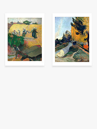 Paul Gauguin - Haymaking & Landscape in Arles Unframed Prints & Mounts, Set of 2, 40 x 30cm, Yellow/Multi