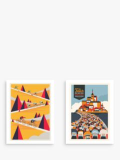 Neil Stevens - Tour de France Mountain Cycling Unframed Prints & Mounts, Set of 2, 40 x 30cm, Yellow/Multi