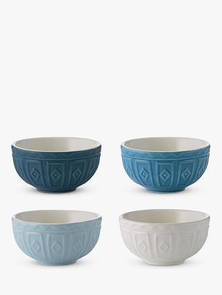 Mason Cash Ceramic Prep Bowls, Set of 4, White/Cornflour Blue