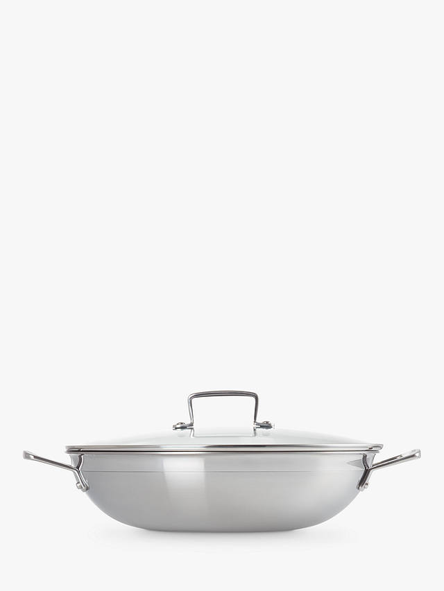 Le Creuset 3-Ply Stainless Steel Non-Stick Wok & Lid, 30cm
