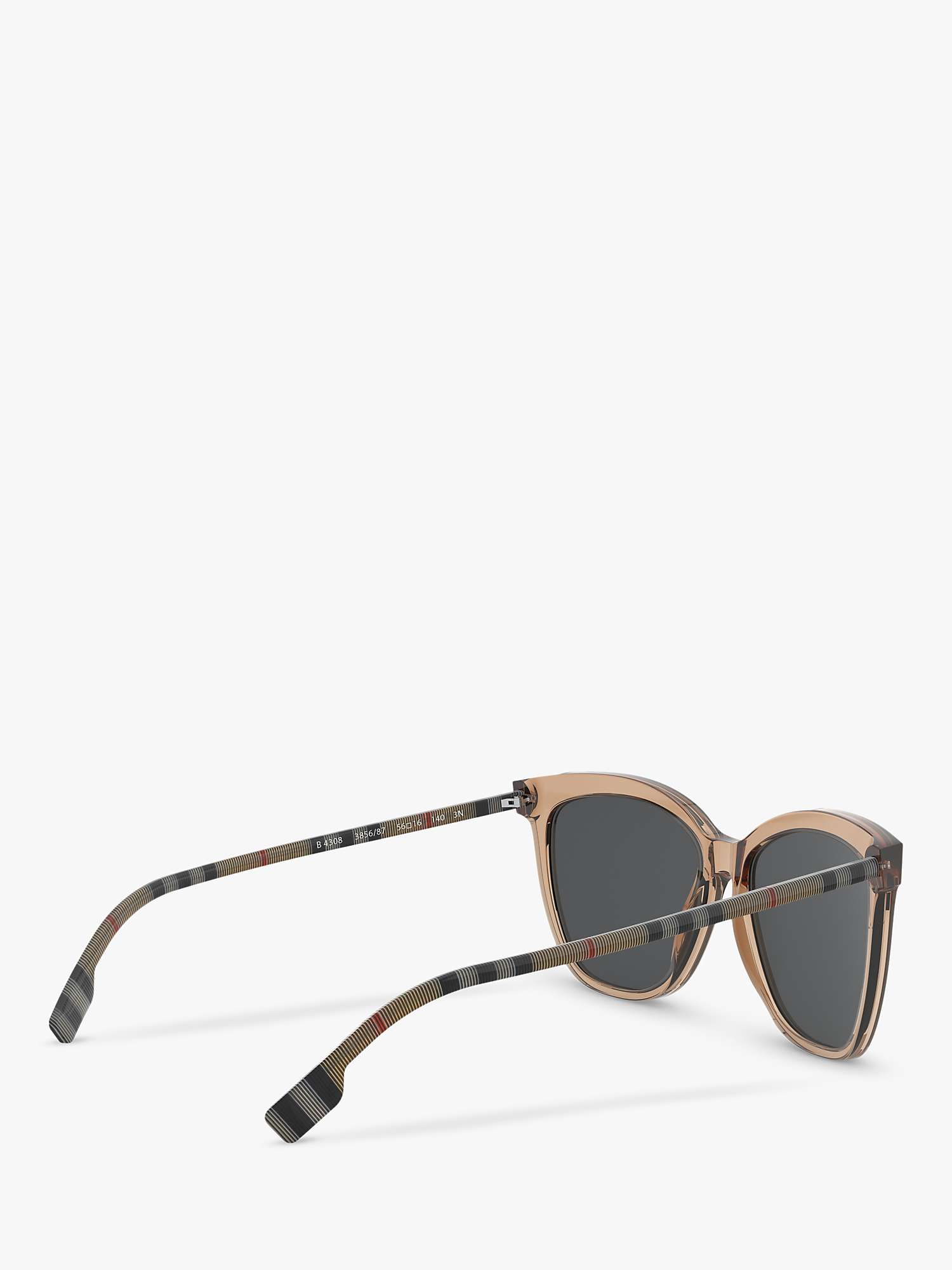 Buy Burberry BE4308 Women's Square Sunglasses, Transparent Brown/Black Online at johnlewis.com