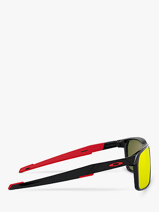 Oakley OO9460 Men's Portal X Prizm Polarised Square Sunglasses, Polished Black/Mirror Orange
