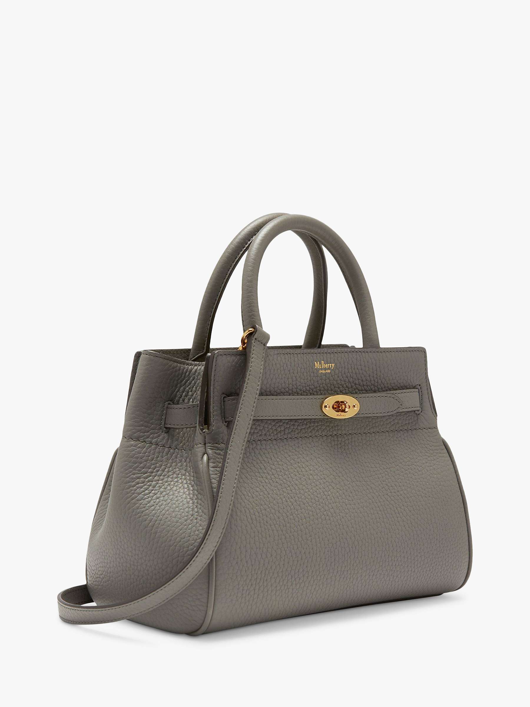 Mulberry Small Belted Bayswater Heavy Grain Leather Handbag, Charcoal