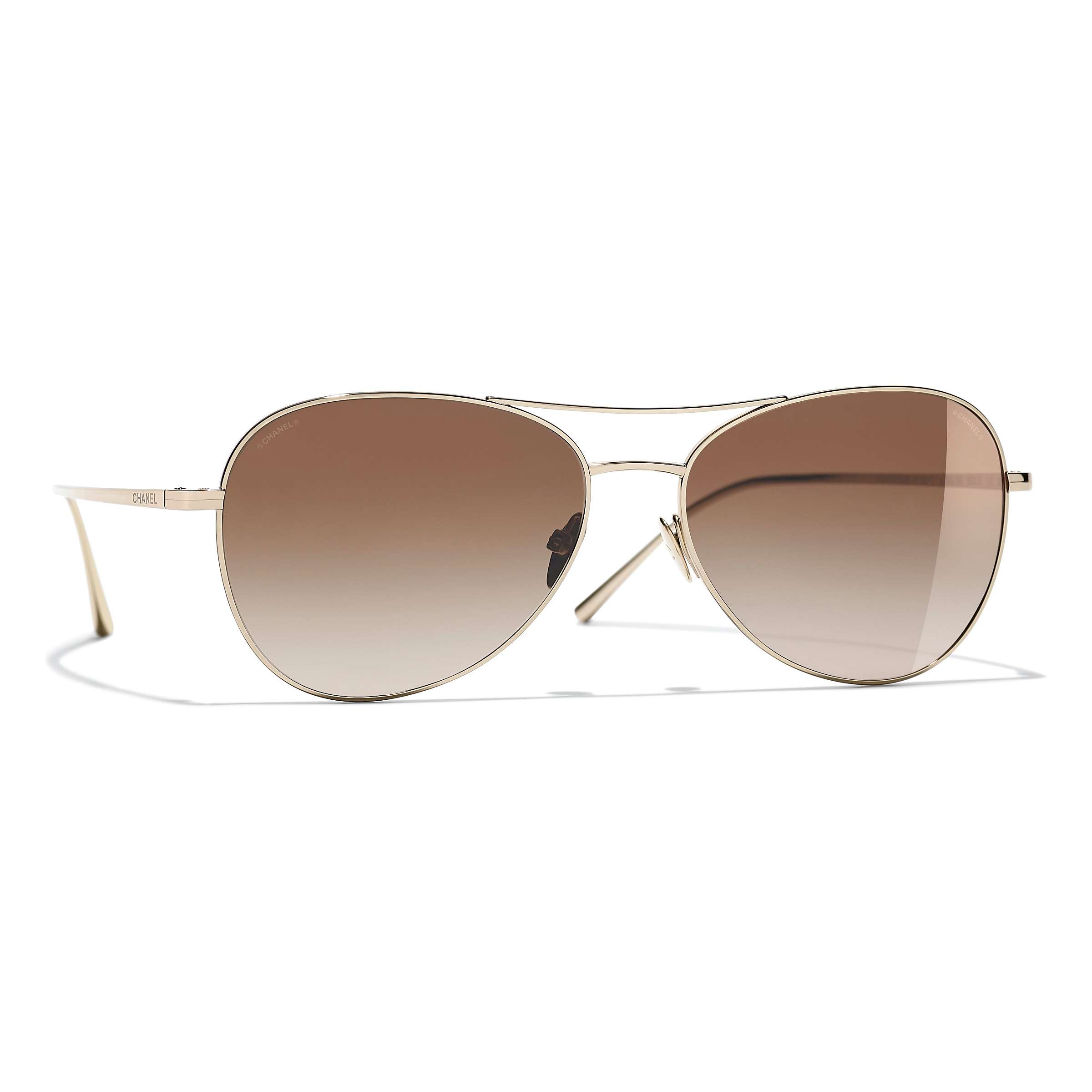 Buy CHANEL Pilot Sunglasses CH4259T, Pale Gold/Brown Online at johnlewis.com