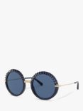 Dolce & Gabbana DG6130 Women's Round Sunglasses, Opal Blue/Blue