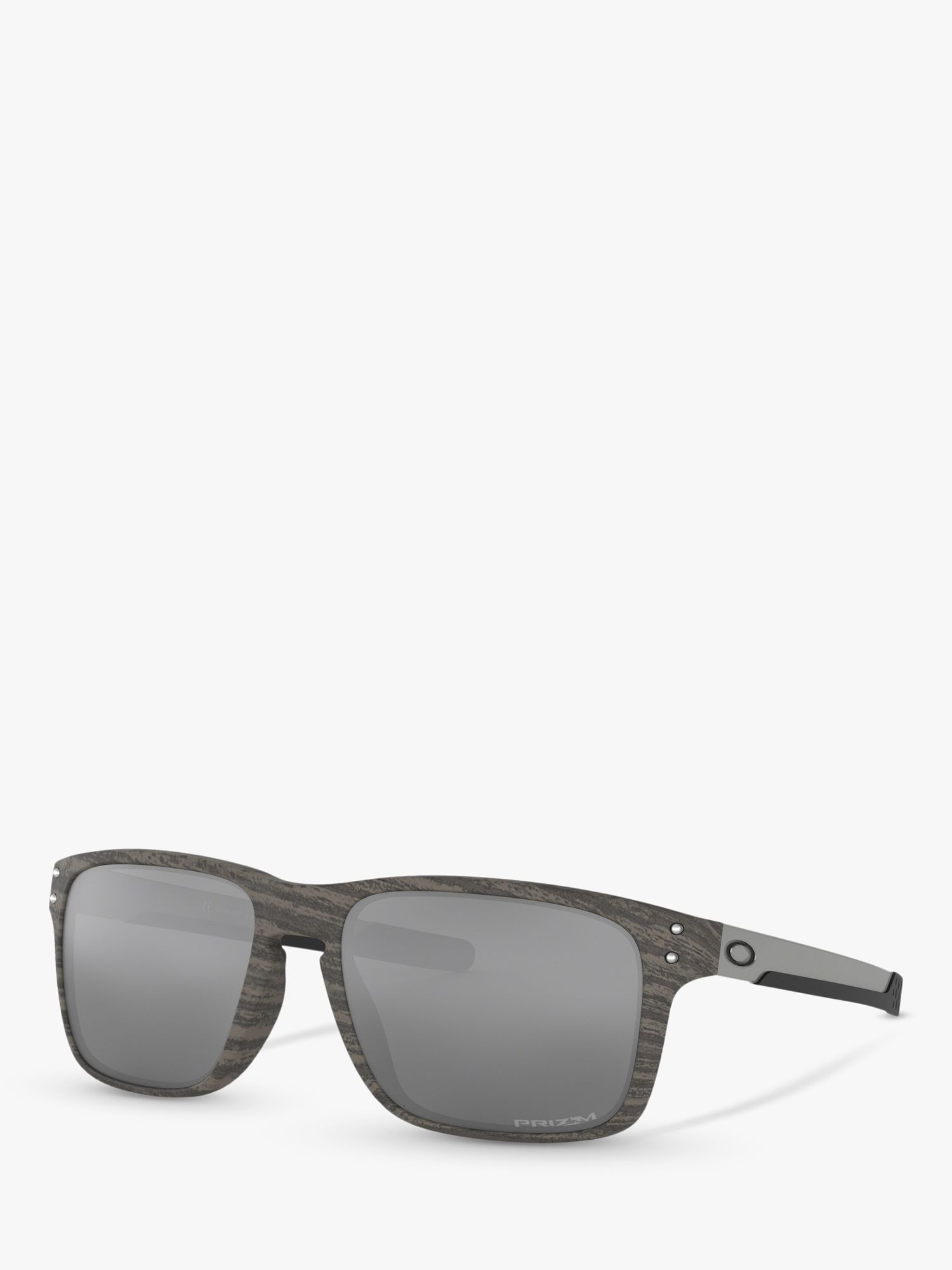 Oakley OO9384 Men's Holbrook Prizm Rectangular Sunglasses, Woodgrain/Grey  at John Lewis & Partners