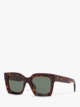 Celine CL000245 Women's Chunky Square Sunglasses, Tortoise/Grey