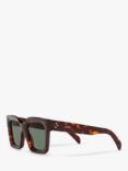 Celine CL000245 Women's Chunky Square Sunglasses, Tortoise/Grey