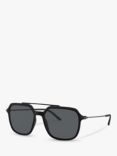 Dolce & Gabbana DG6129 Men's Polarised Square Sunglasses, Matte Black/Grey