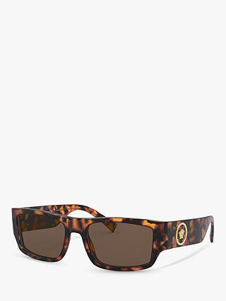 Versace VE4385 Men's Rectangular Sunglasses, Havana/Gold