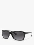 Ray-Ban RB4331 Men's Polarised Rectangular Sunglasses, Black