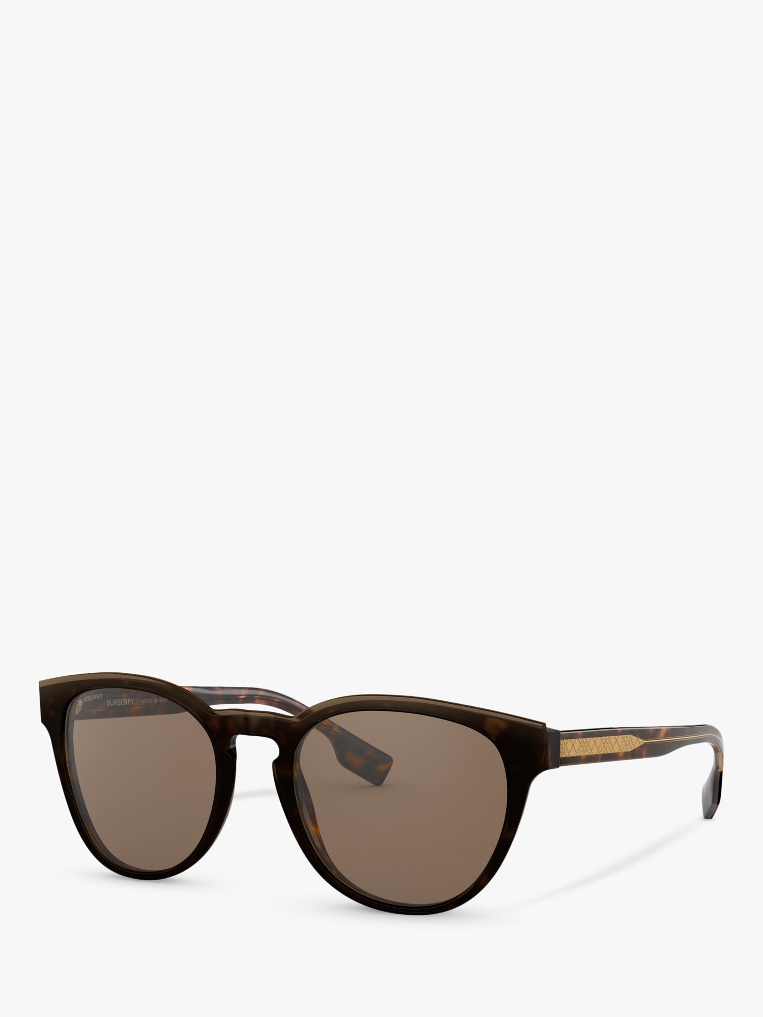 Burberry BE4310 Men's Round Sunglasses, Dark Havana/Brown at John Lewis &  Partners