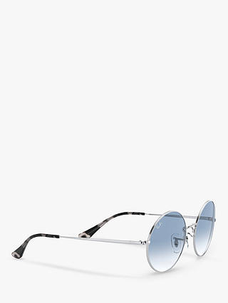 Ray-Ban RB1970 Unisex Oval Sunglasses, Silver/Light Blue Gradient