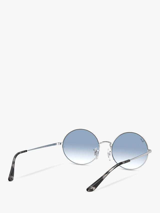 Ray-Ban RB1970 Unisex Oval Sunglasses, Silver/Light Blue Gradient