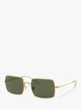 Ray-Ban RB1969 Unisex Rectangular Sunglasses, Legend Gold/Green