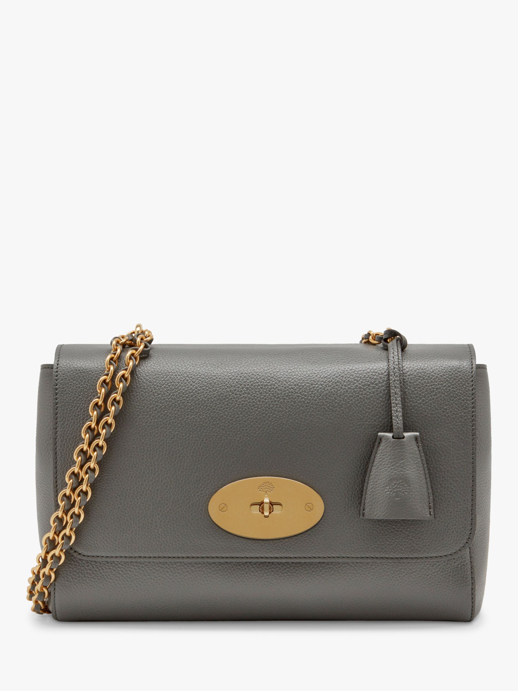 Mulberry Medium Lily Classic Grain Leather Shoulder Bag, Charcoal at ...
