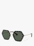 Valentino VA2035 Women's Hexagonal Sunglasses, Light Gold/Green
