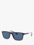 Emporio Armani EA4151 Men's Rectangular Sunglasses, Matte Navy/Blue