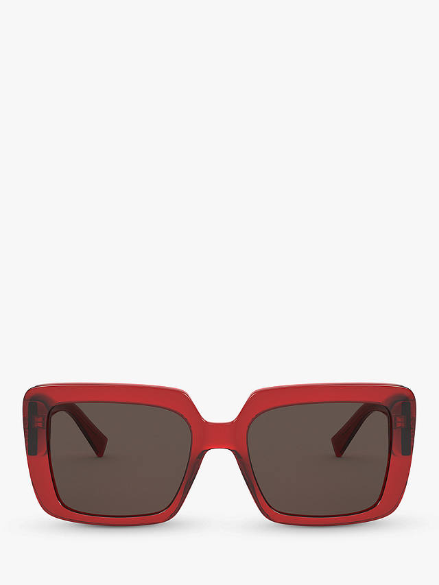 Versace VE4384B Women's Square Sunglasses, Transparent Red/Grey