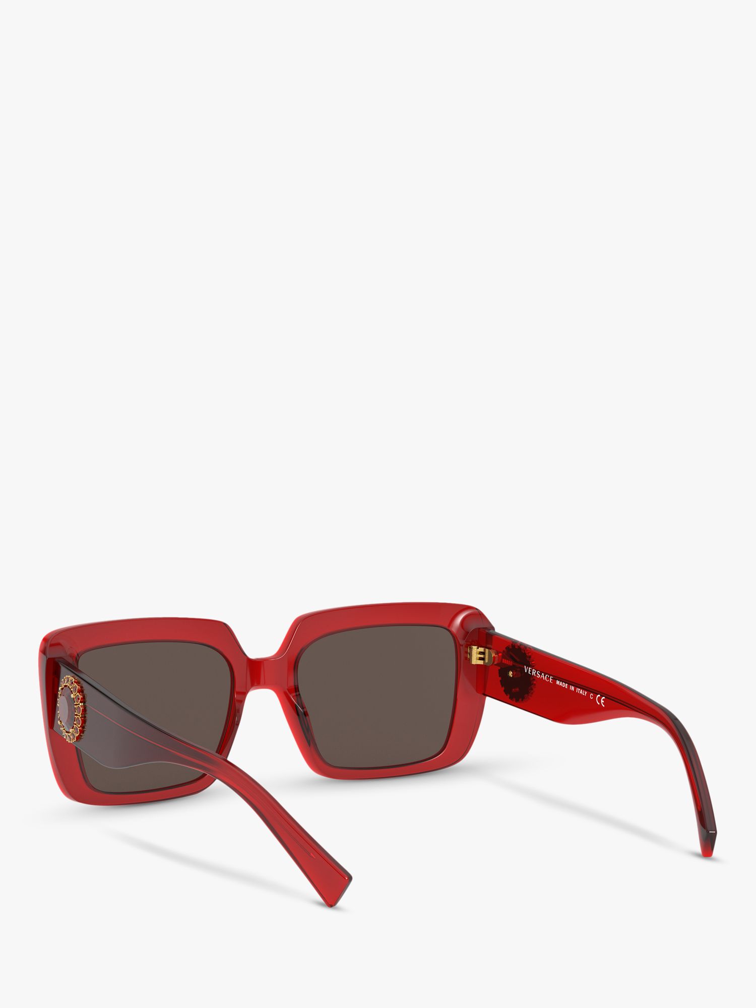 Versace VE4384B Women's Square Sunglasses, Transparent Red/Grey at John ...