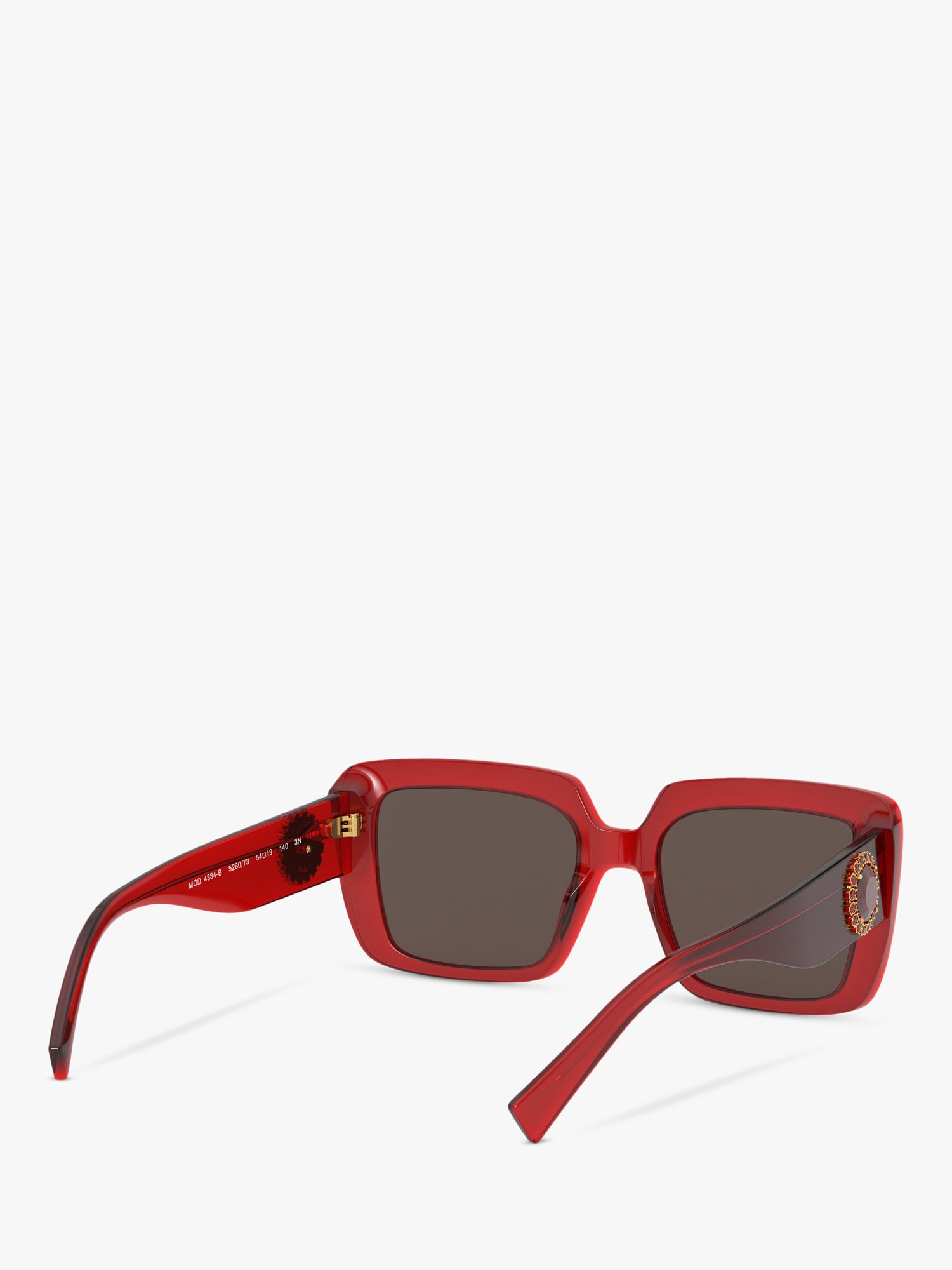 Versace VE4384B Women's Square Sunglasses, Transparent Red/Grey at John ...