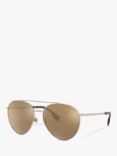 Burberry BE3115 Women's Polarised Aviator Sunglasses, Pale Gold/Mirror Brown