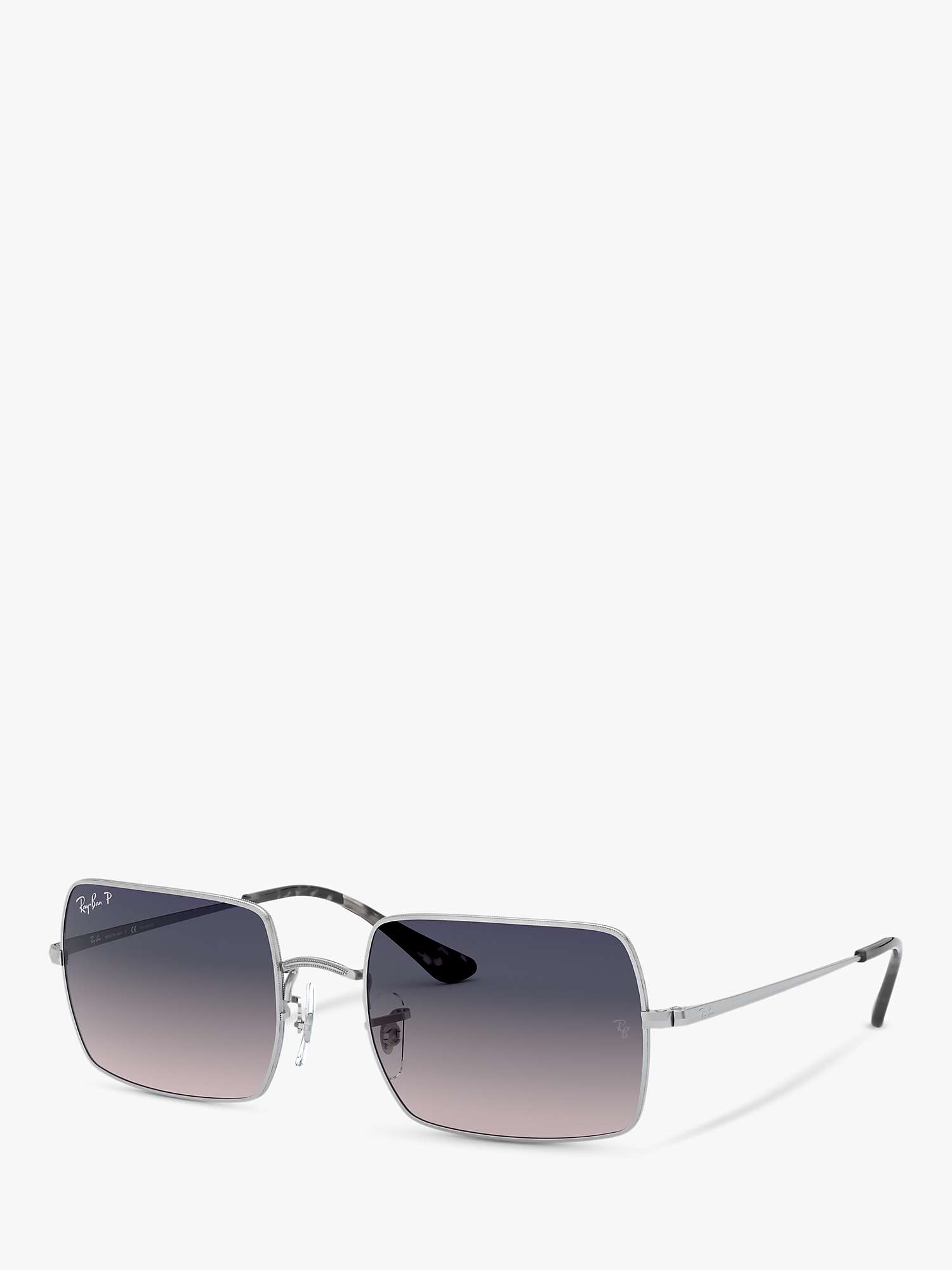 Buy Ray-Ban RB1969 Unisex Polarised Rectangular Sunglasses, Silver/Blue Gradient Online at johnlewis.com