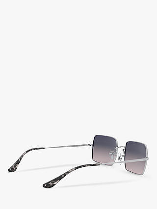 Ray-Ban RB1969 Unisex Polarised Rectangular Sunglasses, Silver/Blue Gradient